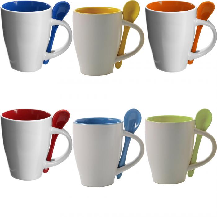 Ceramic mug with spoon Eduardo