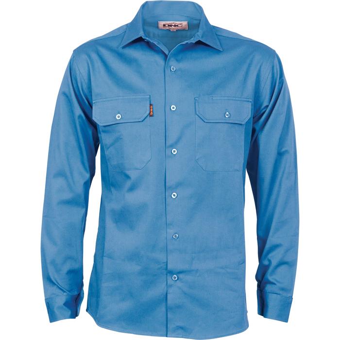 Cotton Drill Work Shirt With Gusset Sleeve - Long Sleeve