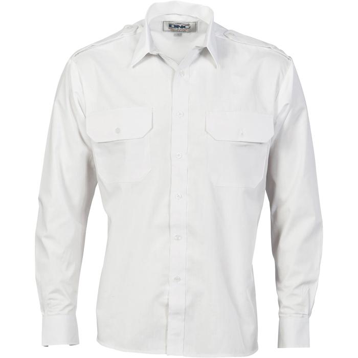 Epaulette Polyester/Cotton Work Shirt - Long Sleeve