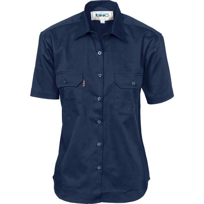 Ladies Cotton Drill Work Shirt - Short Sleeve