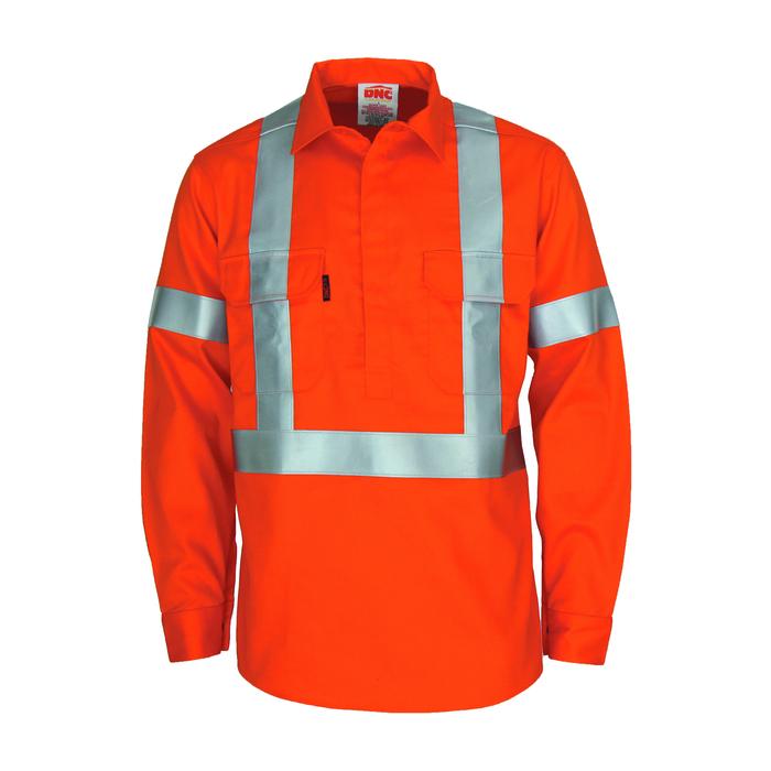 DNC Patron Saint Flame Retardant Arc Rated Closed Front Shirt With "X" Back LOXY F/R R/Tape - L/S