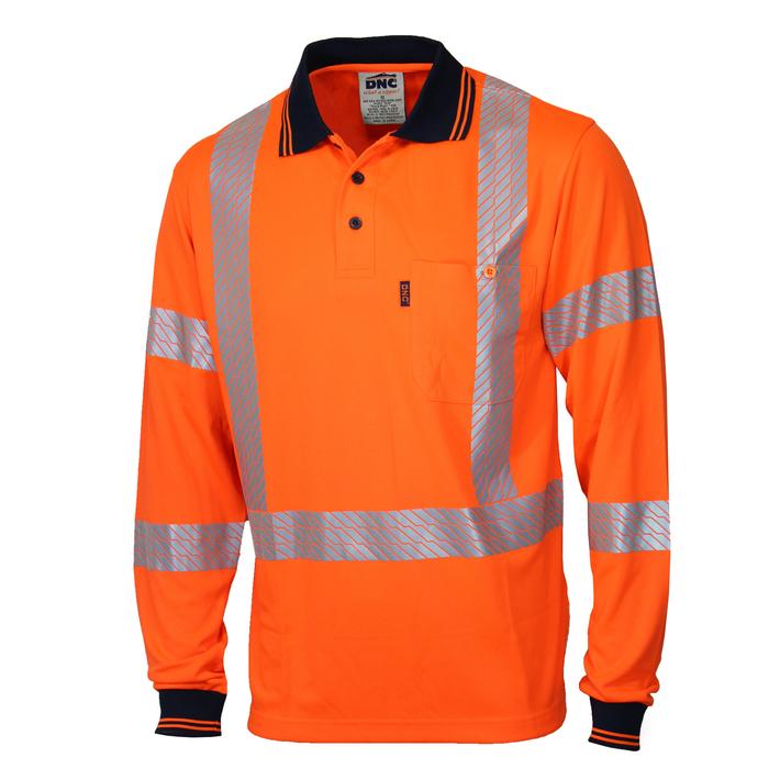 HiVis Segmented Tape X Back Polo - Long Sleeve