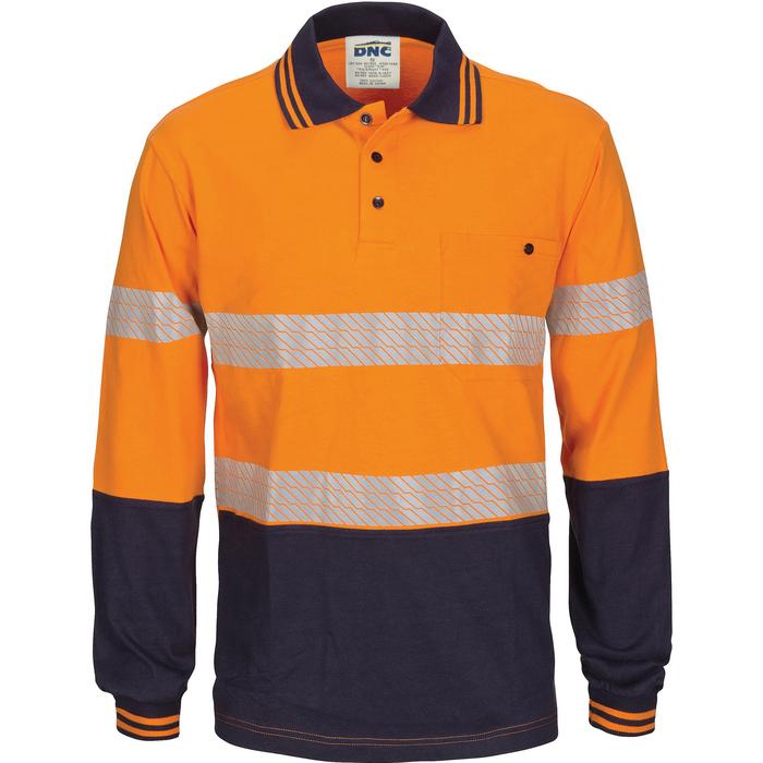 HIVIS Segment Tape Cotton Jersey Polo - Long Sleeve