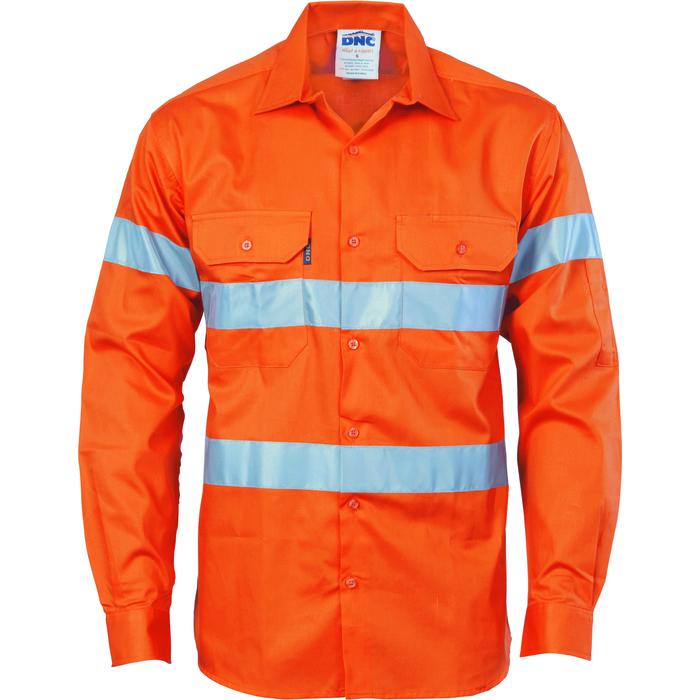 HiVis D/N Drill Shirt With CSR R/Tape - Long Sleeve
