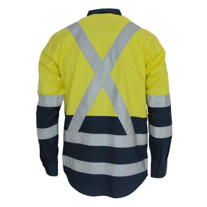 HiVis 2Tone L/W Cotton Bio-motion & "X" Back Shirt With CSR R/Tape - Long Sleeve