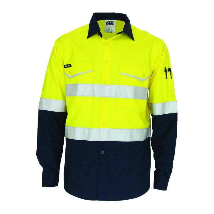Two-Tone RipStop Cotton Shirt with Reflective CSR Tape Long Sleeve