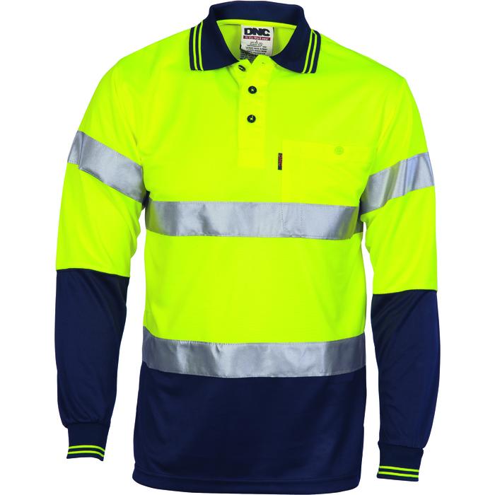 HiVis D/N Cool Breathe Polo Shirt With CSR R/Tape - Long Sleeve