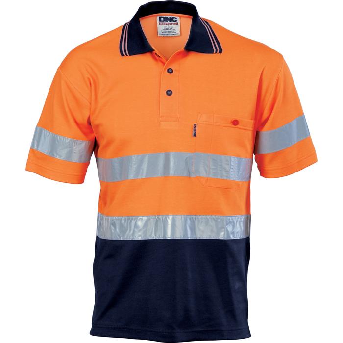 Hi Vis Two Tone Cotton Back Polos with Generic R.Tape - Short Sleeve