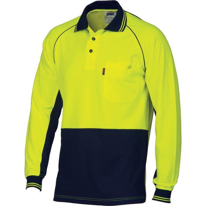 HiVis Cotton Backed Cool-Breeze Contrast Polo - long Sleeve