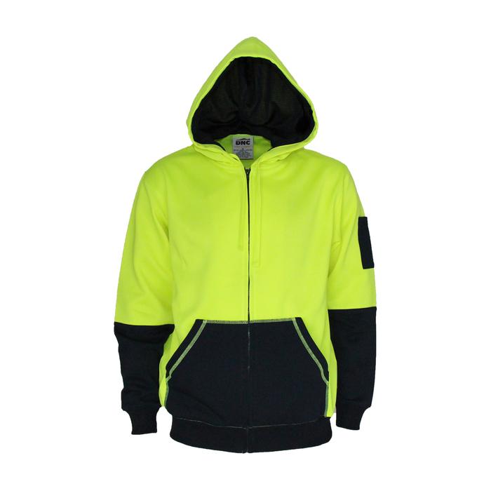 HiVis 2 Tone Full Zip Super Fleecy Hoodie