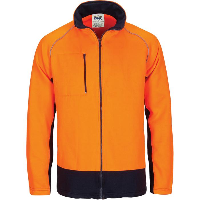 HiVis 2 Tone Full Zip Fleecy Sweat Shirt With 2 Side Zipped Pockets