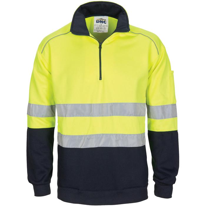 HiVis 1/2 Zip Fleecy with Hoop Pattern CSR Reflective Tape