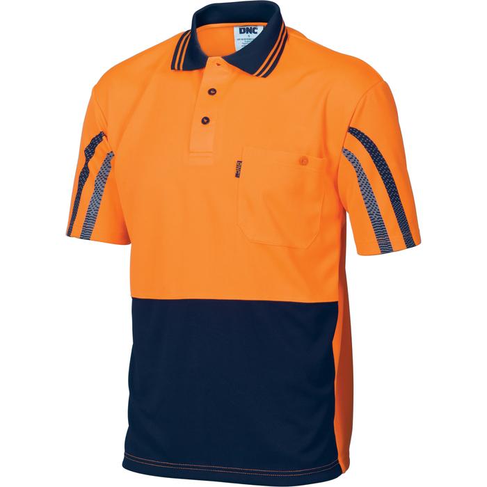 HiVis Cool-Breathe Printed Stripe Polo - Short Sleeve