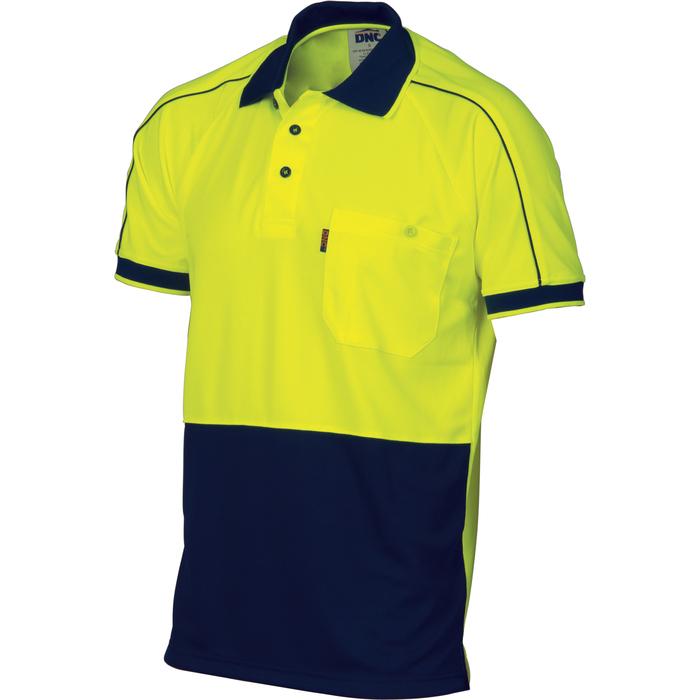 HiVis Cool-Breathe Double Piping Polo - Short Sleeve