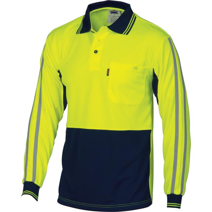 HiVis Cool-Breathe Stripe Polo - Long Sleeve
