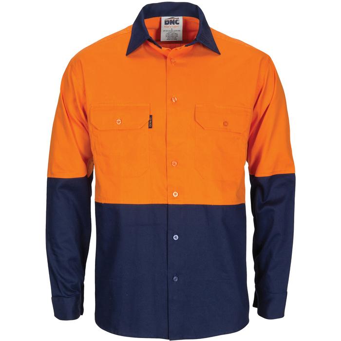 HiVis R/W Cool-Breeze T2 Vertical Vented Cotton Shirt with Gusset Sleeves - Long Sleeve