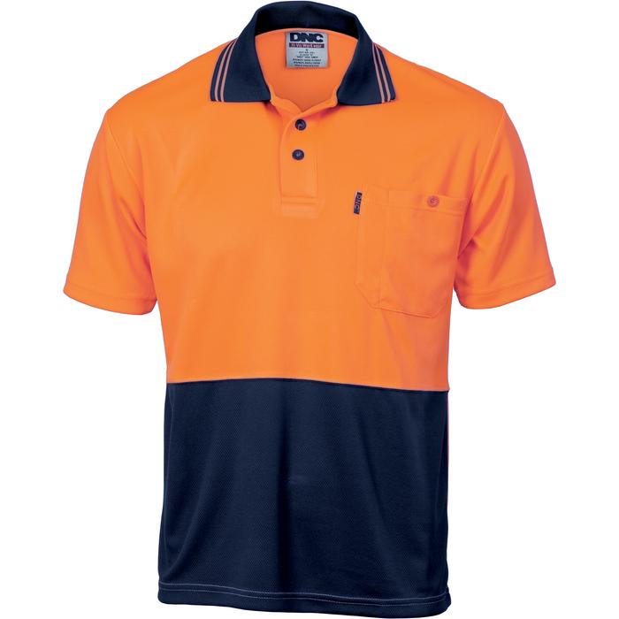 HiVis Two Tone Cool Breathe Polo Shirt, Short Sleeve