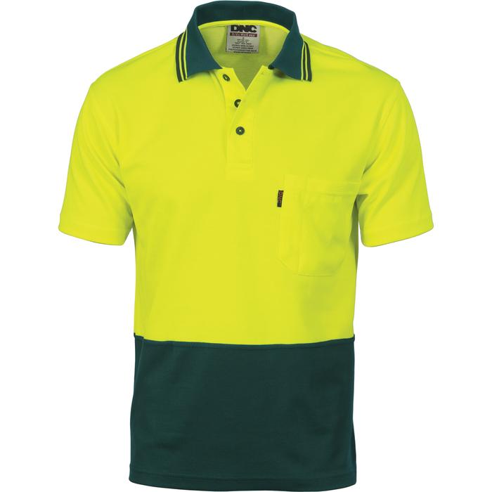 Cotton Back HiVis Two Tone Fluoro Polo - Short Sleeve