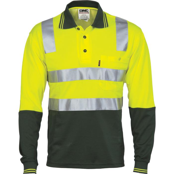 Cotton Back HiVis Two Tone Polo Shirt with CSR R/ Tape - Long Sleeve