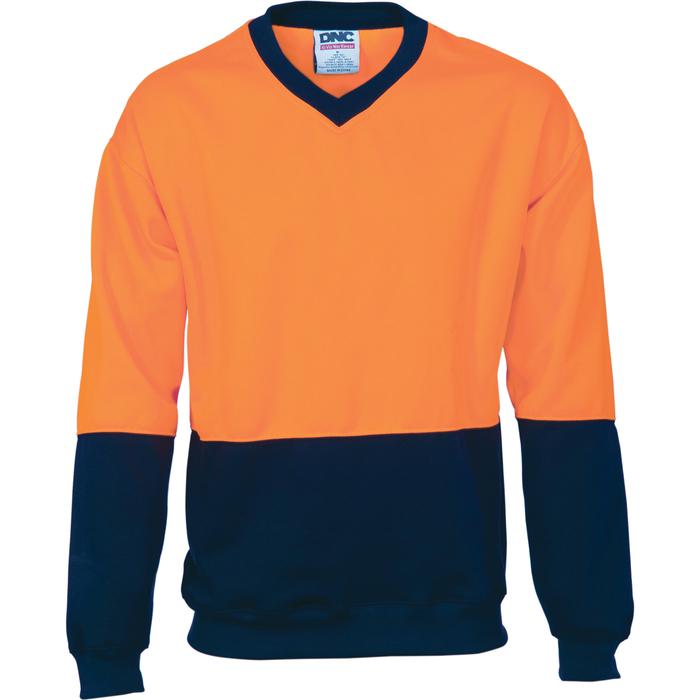HiVis Two Tone Fleecy Sweat Shirt (Sloppy Joe) V-Neck