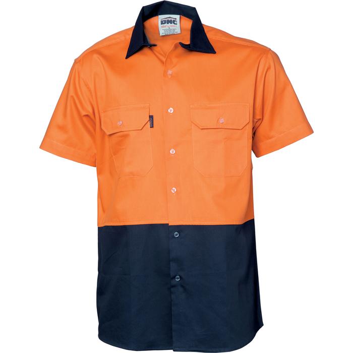 HiVis Two Tone Cotton Drill Shirt - Short Sleeve