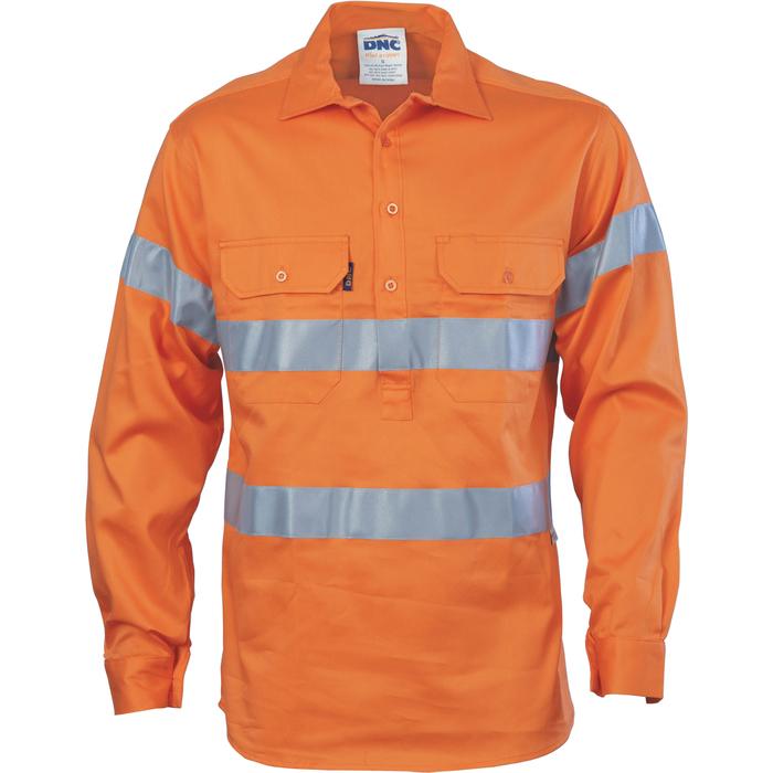 HiVis Close Front Cotton Drill Shirt with 3M R/Tape