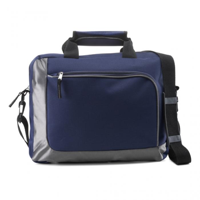 Document Bag In A Two Tone Fabric With Zipped Front Pocket