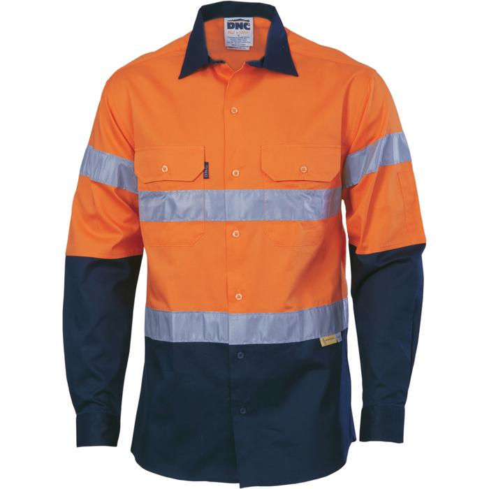 HiVis 2-Tone Cool-Breeze Cotton Shirt with 3M 8910 R/Tape - Long sleeve