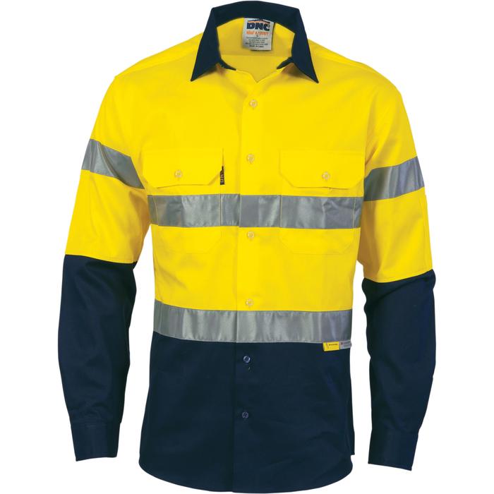 HiVis 2-Tone Cool-Breeze Cotton Shirt with 3M 8910 R/Tape - Long sleeve