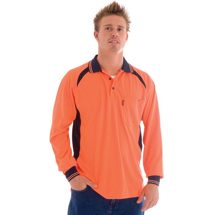 Cool-Breeze Contrast Mesh Polo - Long Sleeve