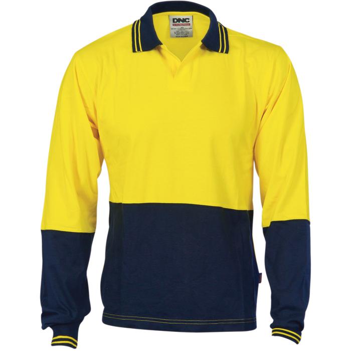 Hivis Cool Breeze Cotton Jersey Food Industry Polo - Long Sleeve