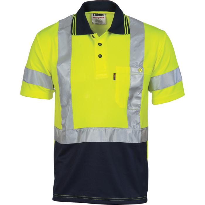 Hivis D/N Cool Breathe Polo Shirt With Cross Back R/Tape - Short Sleeve