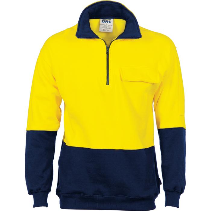HiVis Two Tone 1/2 Zip Cotton Fleecy Windcheater