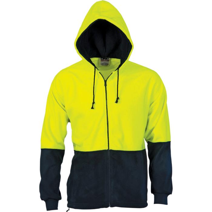 HiVis Two Tone Full Zip Polar Fleece Hoodie