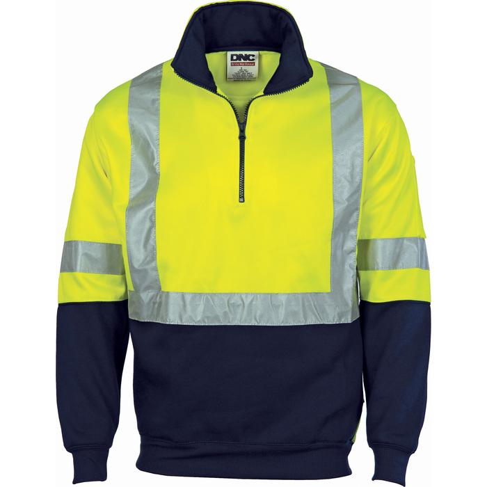 HiVis Cross Back D/N Two Tone 1/2 Zip Fleecy