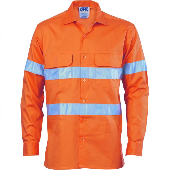 HiVis 3 Way Cool-Breeze Cotton Shirt with 3M R/Tape - Long Sleeve