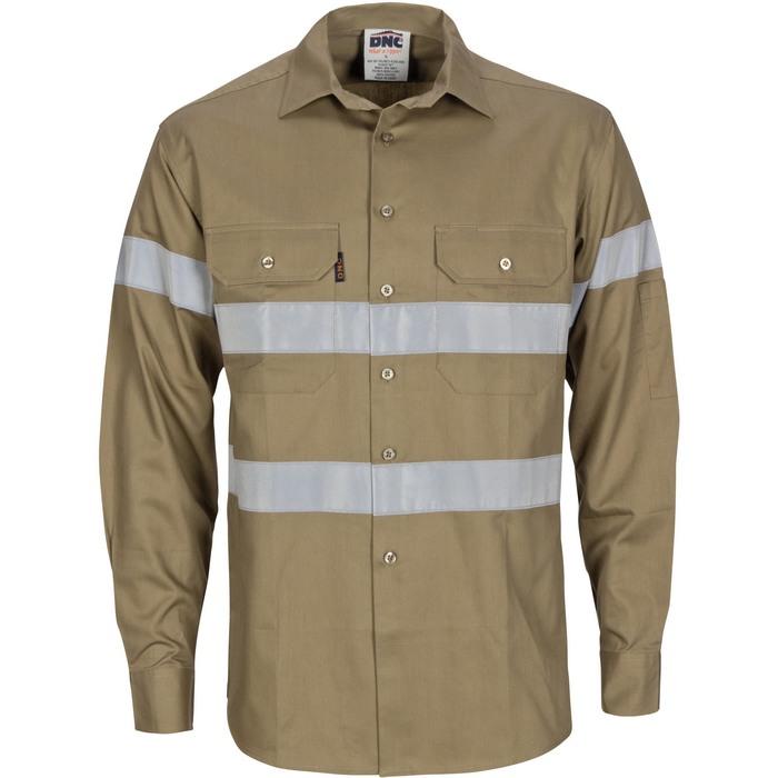 HiVis Cool-Breeze Cotton Shirt with Generic R/Tape - Long Sleeve