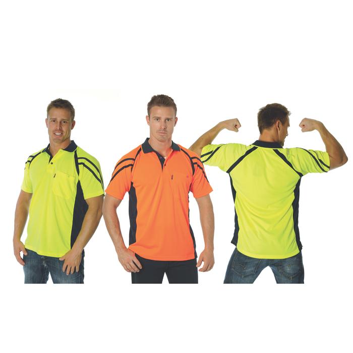 Cool Breathe Stripe Panel Polo Shirt - Short Sleeve
