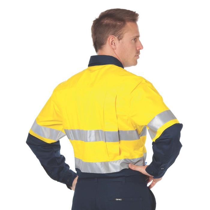 HiVis 2T Cool-Breeze Vertical Vented Cotton Shirt with Generic R/Tape - Long sleeve