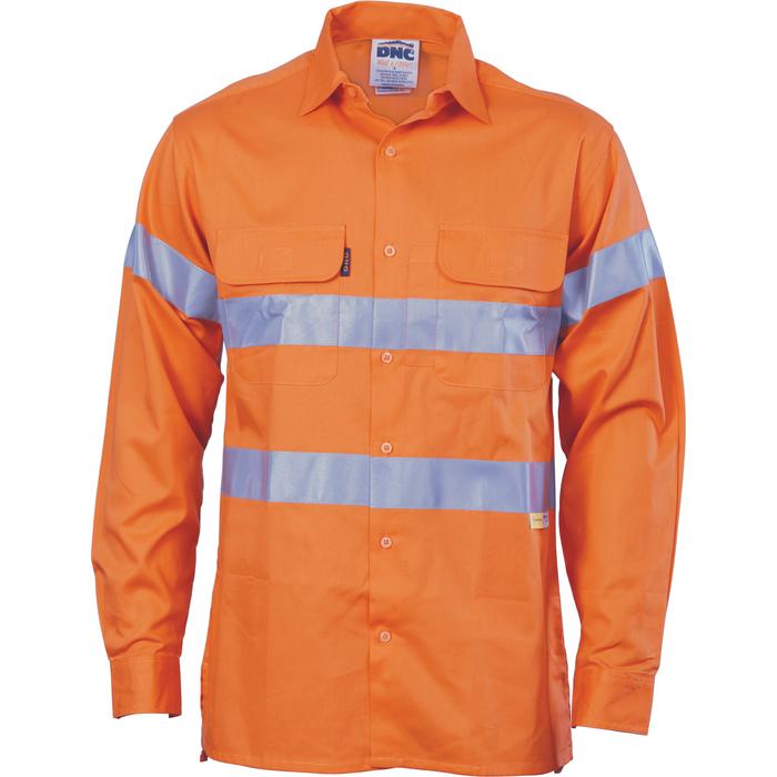 HiVis Cool-Breeze Cotton Shirt with 3M 8906 R/Tape - Long Sleeve