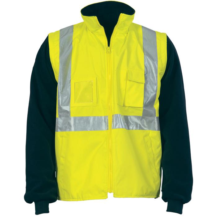 HiVis Cross Back D/N 4 in 1 Zip Off Sleeve Reversible Vest