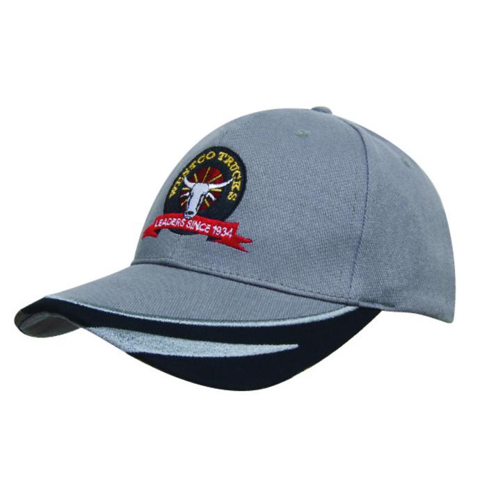Brushed Heavy Cotton Cap with Peak Trim Embroidered