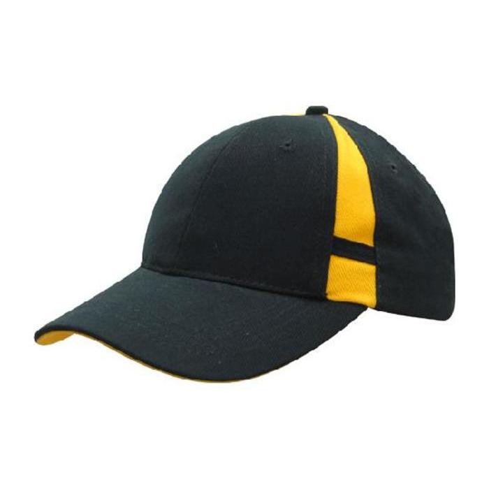 Brushed Heavy Cotton Cap with Crown Inserts & Contrasting Peak Under & Strap