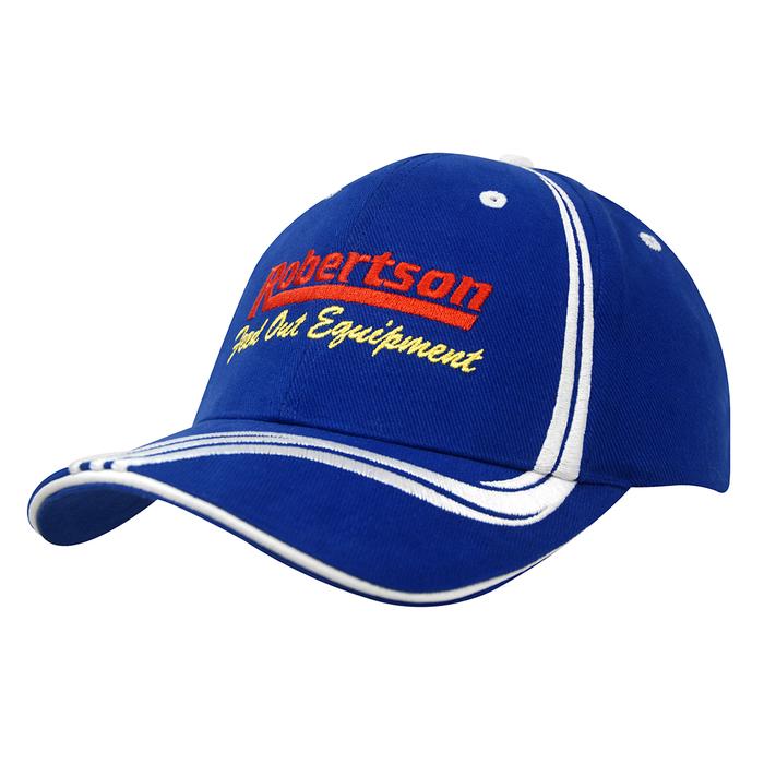 Brushed Heavy Cotton Cap with Waving Stripes on Crown & Peak