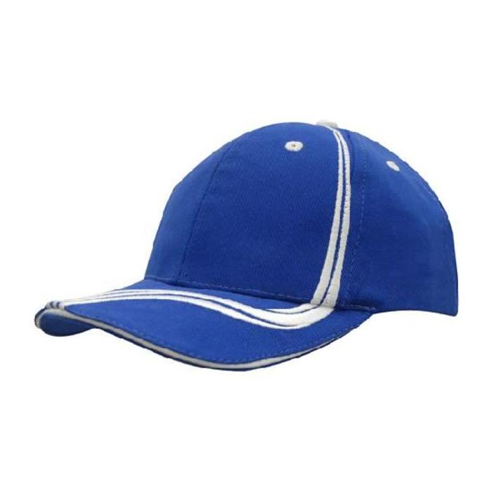 Brushed Heavy Cotton Cap with Waving Stripes on Crown & Peak