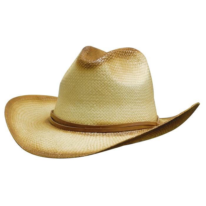 Sprayed Cowboy Straw Hat Leather Drawstring