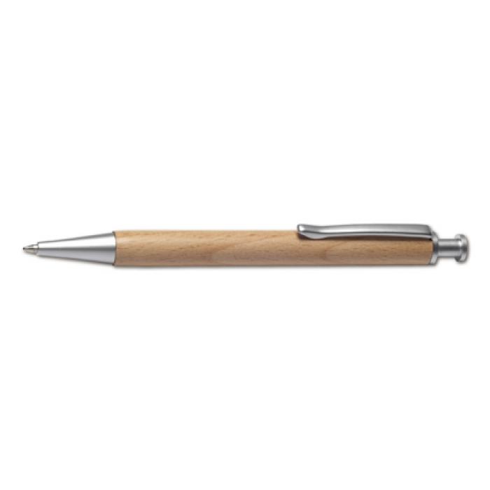 Toronto Wooden Ballpen With Silver Metal Clip- Blue Ink