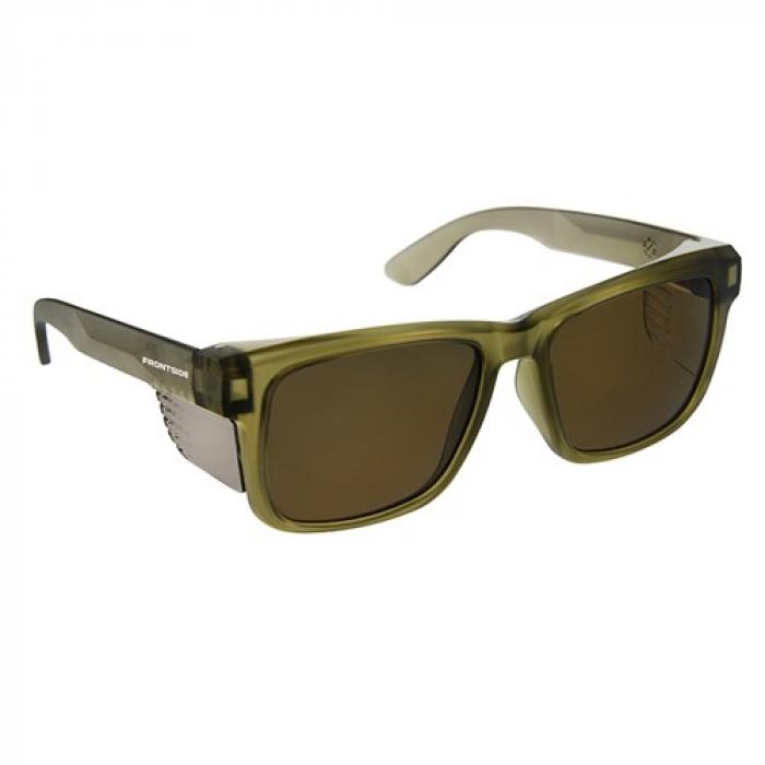 Safety Glasses  Frontside Polarised Brown Lens with Olive Frame