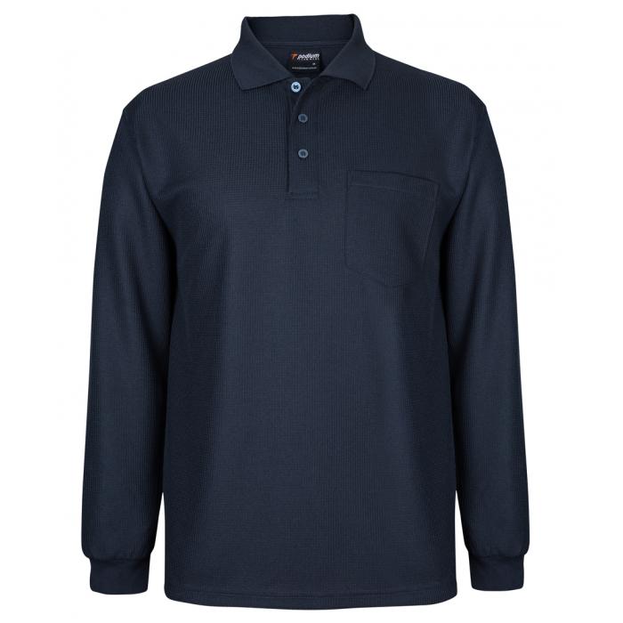 Podium Long Sleeve Waffle Pocket Polo