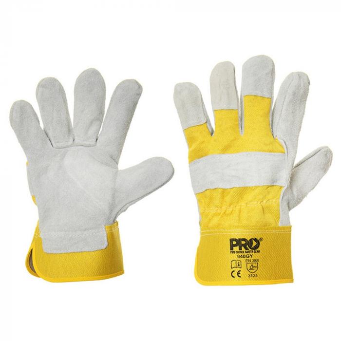 Yellow Grey Heavy Duty Leather Glove